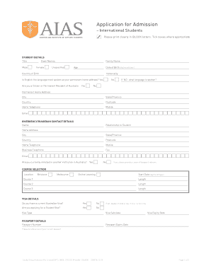 Application for Admission – International Students