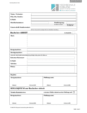Anmeldung Bachelor-Arbeit