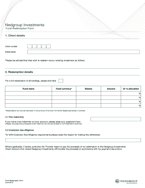 Nedgroup Investments Fund Redemption Form