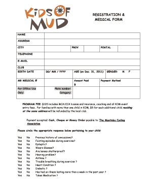 REGISTRATION MEDICAL FORM - Manitoba Cycling Association