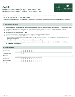 Nedgroup Investments Unit Trust Switch Form
