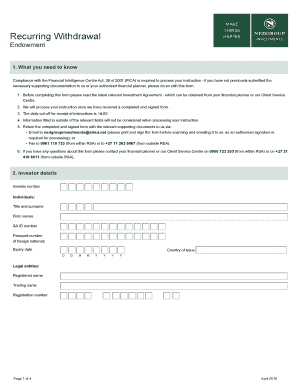 Recurring Withdrawal Endowment Form