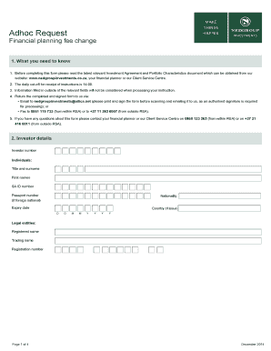 Financial Planning Fee Change Form