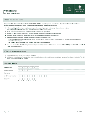 Tax-Free Investment Withdrawal Form