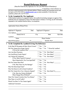 Rental Reference Request Form