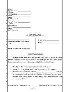 Nevada Joint Petition Decree With Children