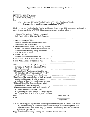 Application Form for Pre-2006 Pensioner/Family Pensioner