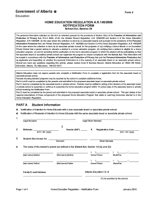 Alberta Home Education Notification Form