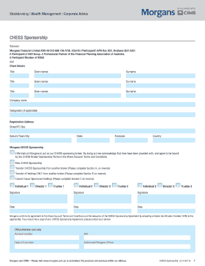 CHESS Sponsorship Agreement
