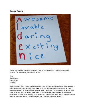 Acrostic Poem Activity