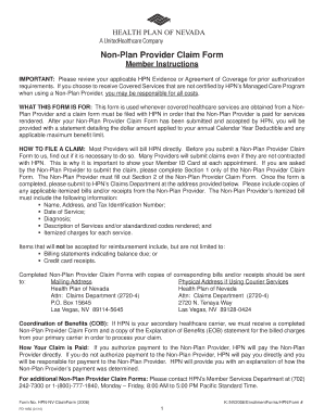 HPN Non-Plan Provider Claim Form