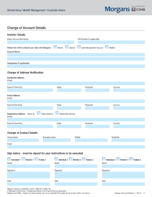 Change of Account Details Form