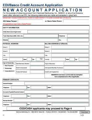 EDI/Basco Credit Account Application Form