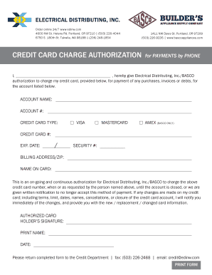 Credit Card Charge Authorization Form