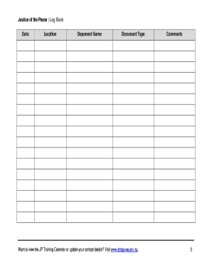 Justice of the Peace Log Book