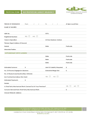 Business Proprietors Liability Insurance Proposal Form
