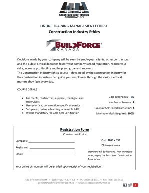 Construction Industry Ethics Training Registration Form
