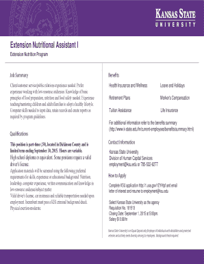 Kansas State University Job Application Form