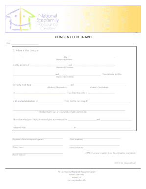 Consent for Travel Form