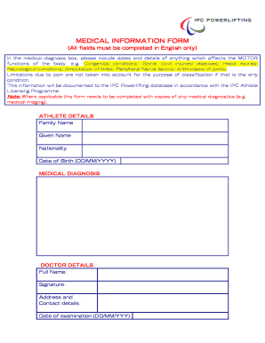 Medical Information Form