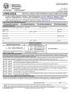 Ohio Real Estate Appraiser Renewal Application