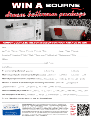 Dream Bathroom Package Contest Entry Form