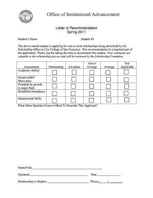 Letter of Recommendation