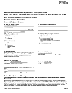 Fiscal Operations Report and Application to Participate (FISAP)