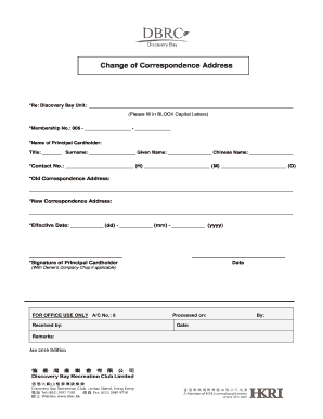 Change of Correspondence Address Form