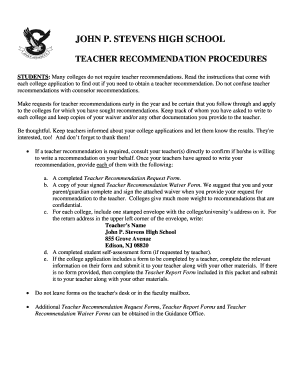 Teacher Recommendation Request Form