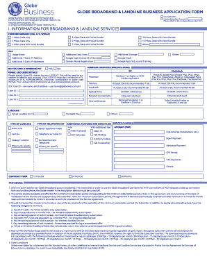 Globe Broadband Landline Business Application Form