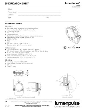 Lumenbeam Medium Color Changing Specification Sheet