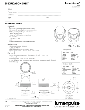 Lumendome Small Color Changing Specification Sheet