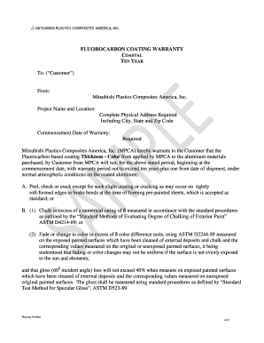 Fluorocarbon Coating Warranty