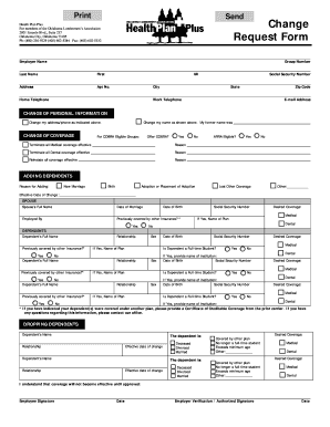 Health Plan Plus Change Request Form