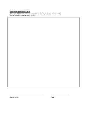 Additional Remarks Form