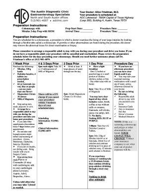 Colonoscopy Preparation Instructions