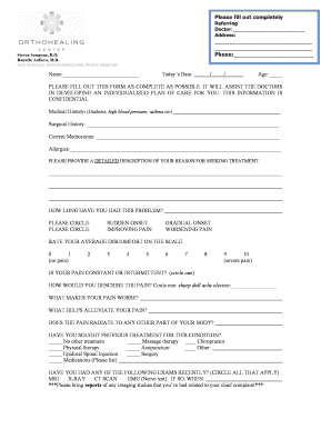 Patient Medical History Form