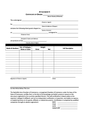 Certificate of Origin