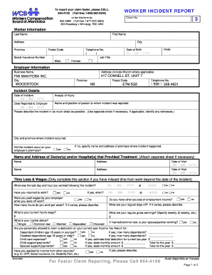 Authorization letter to withdraw money - WORKER INCIDENT REPORT 954-4100 Toll-free 1-800-362-3340 3