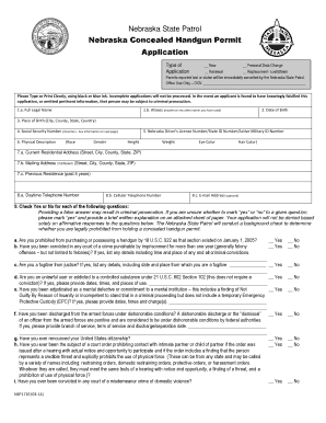 Nebraska Concealed Handgun Permit Application