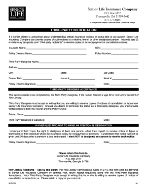Senior Life Insurance Third-Party Notification Form