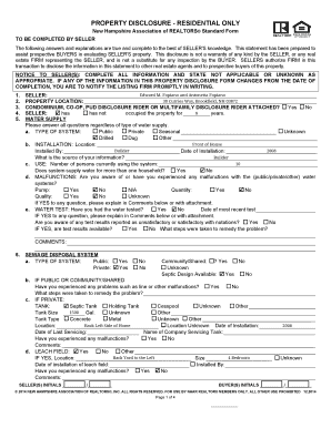 New Hampshire Residential Property Disclosure Form