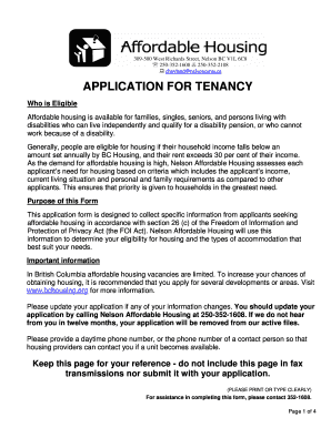 Application for Tenancy