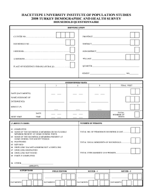 Turkey Demographic and Health Survey Household Questionnaire