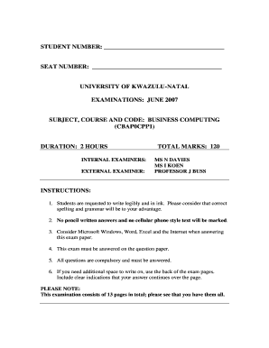 Business Computing Exam Template