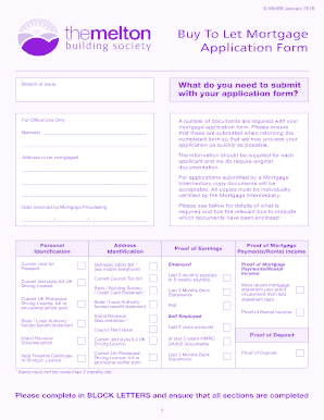 Buy To Let Mortgage Application Form