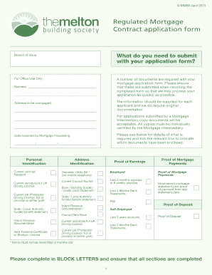 Regulated Mortgage Contract Application Form
