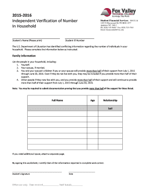 Student Household Verification Form