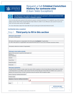 Criminal Conviction Record Request (Clean Slate Exception)